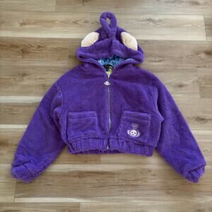 Dolls Kill X Teletubbies Tinky-Winky Hooded Sherpa Jacket S